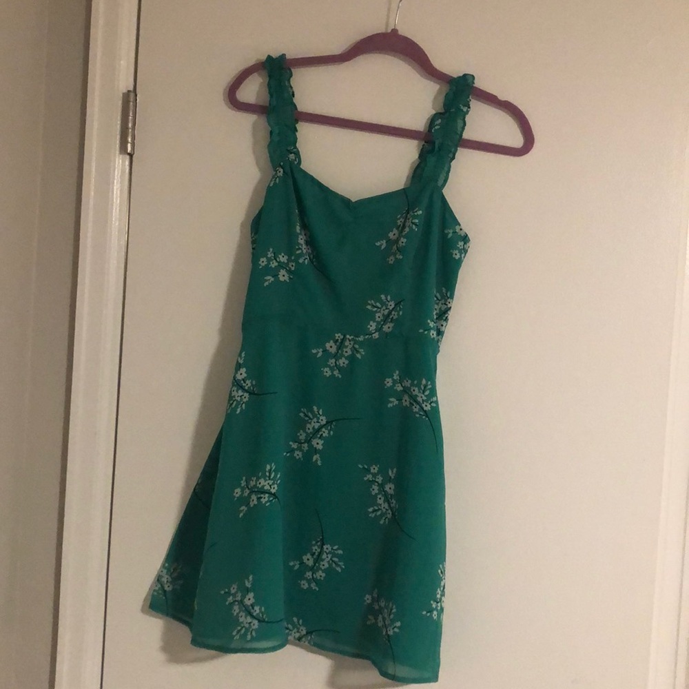 Lush Green Floral Mini Dress